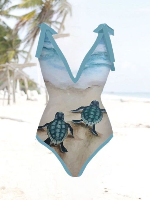 Resort Turtle Print Swimsuit And Apron - Image 2