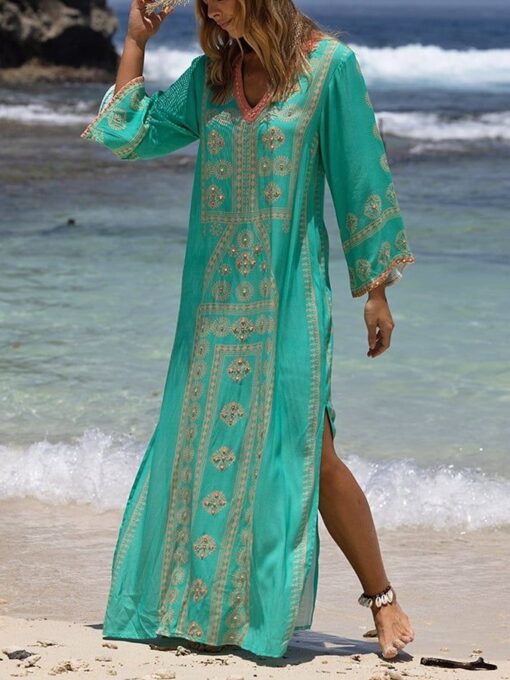 Chiffon Bohemian Print Resort Dress - Image 2