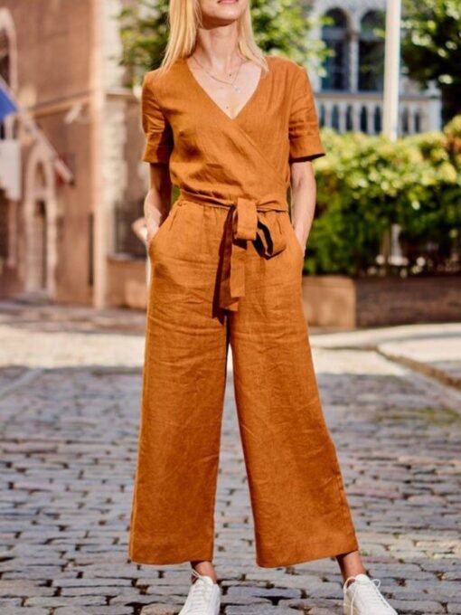 Solid Color Casual Jumpsuit