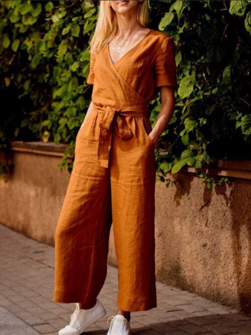 Solid Color Casual Jumpsuit - Image 7