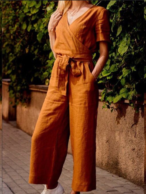 Solid Color Casual Jumpsuit - Image 6