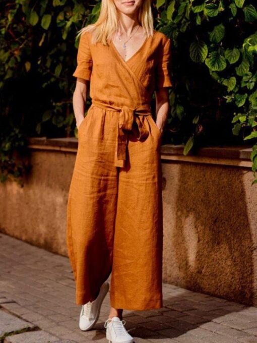 Solid Color Casual Jumpsuit - Image 5