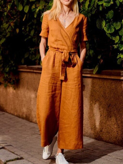 Solid Color Casual Jumpsuit - Image 9