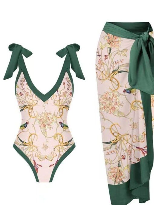 Resort Print One-Piece Bikini Set - Image 3