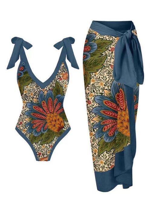 Resort Print One-Piece Bikini Set