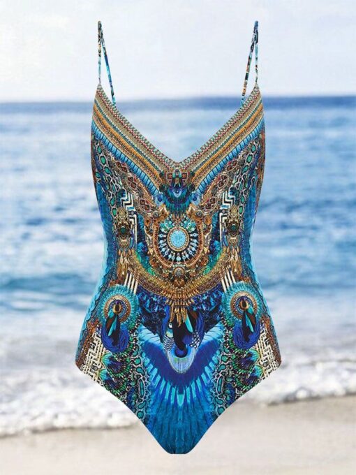 Printed Backless Fashion Two Piece Swimsuit - Image 2