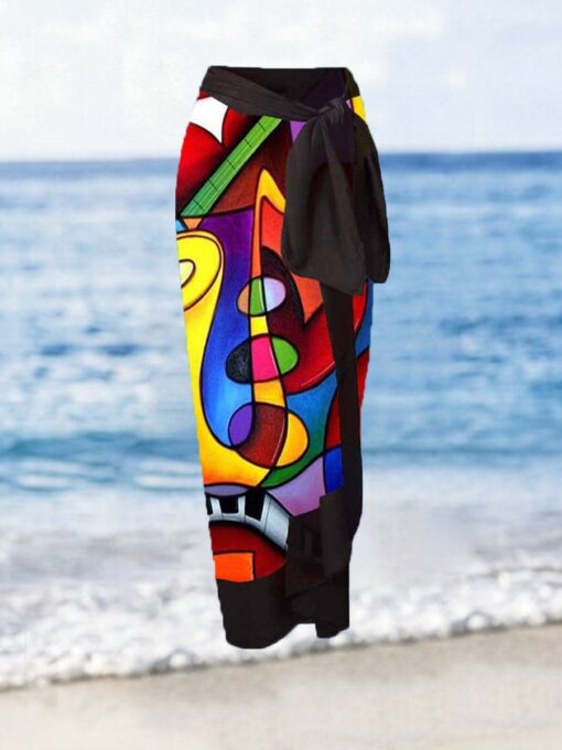 Colorful Geometric Print Swimsuit And Apron - Image 4