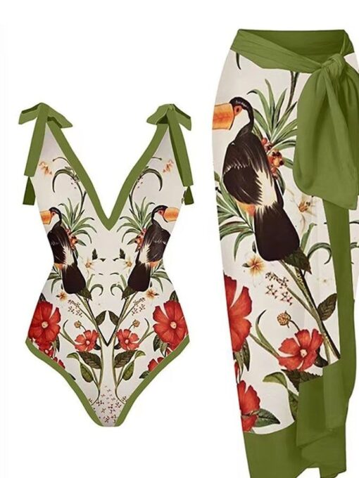 Resort Print One-Piece Bikini Set - Image 2