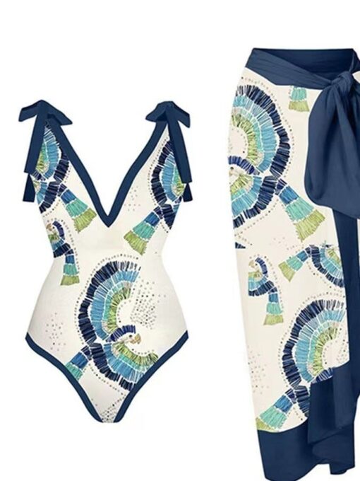 Resort Print One-Piece Bikini Set - Image 2