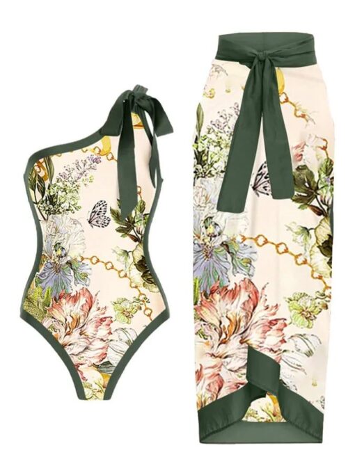 Women's Vintage Floral Print One-Piece Swimsuit