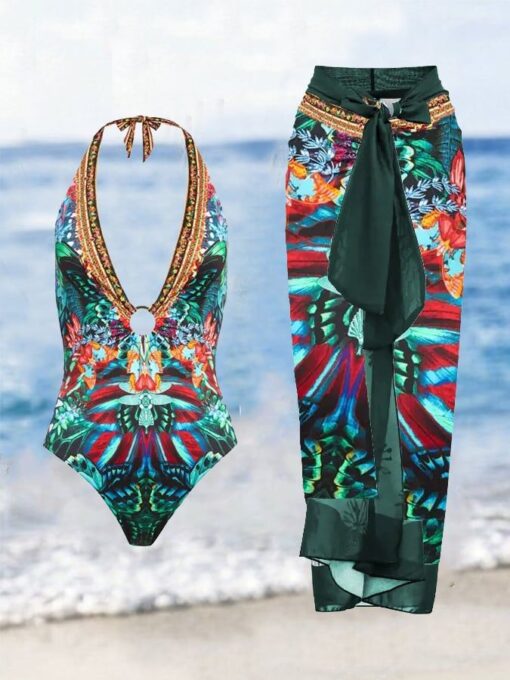 Women's Vintage Print Vacation One-Piece Swimsuit