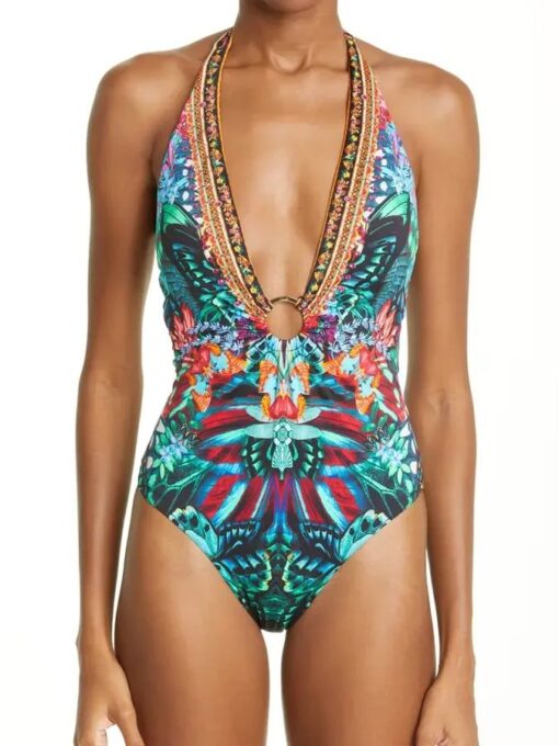 Women's Vintage Print Vacation One-Piece Swimsuit - Image 3