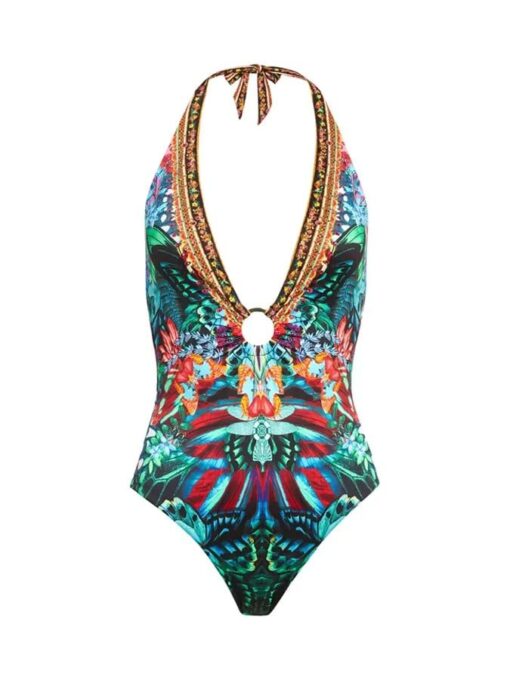 Women's Vintage Print Vacation One-Piece Swimsuit - Image 6