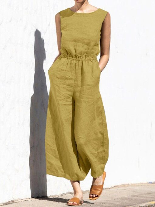 Casual Loose Solid Color Jumpsuit - Image 3