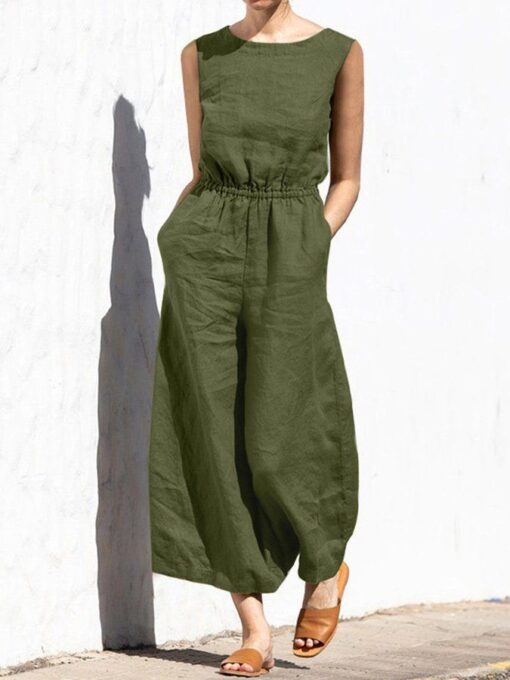 Casual Loose Solid Color Jumpsuit - Image 2