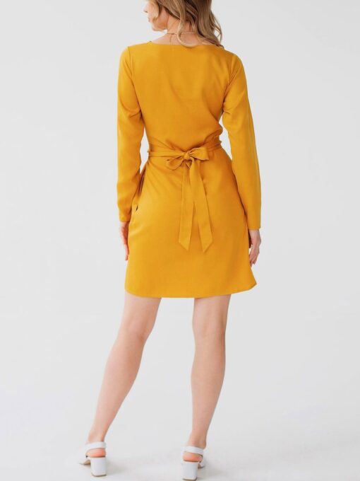 "Selena" Linen Mustard Mini Dress - Image 7