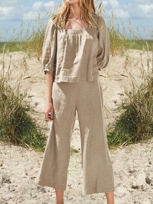 Casual Loose Solid Color Suit - Image 5