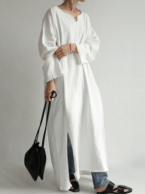 Women's Loose Casual Cotton Linen Dress - Image 3