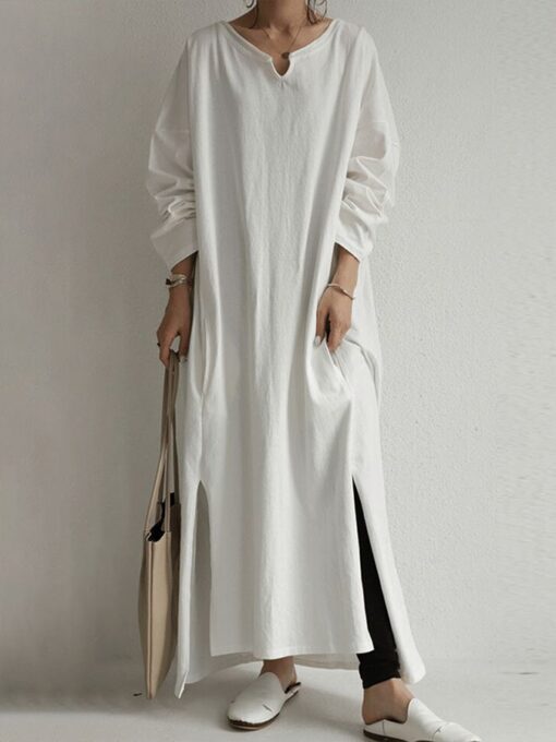 Women's Loose Casual Cotton Linen Dress - Image 10