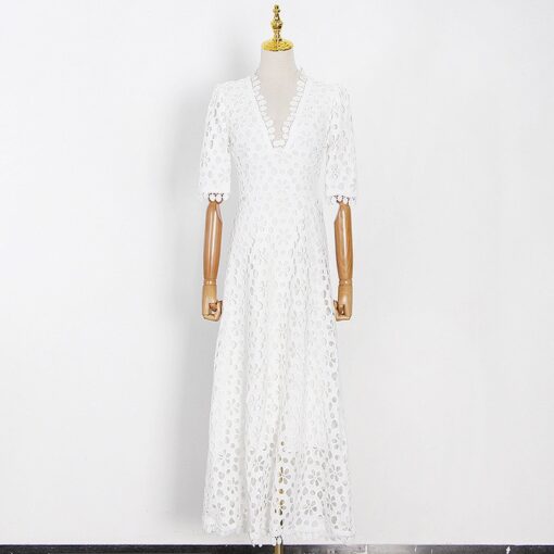 Boho White lace Wedding Maxi Dress - Image 2