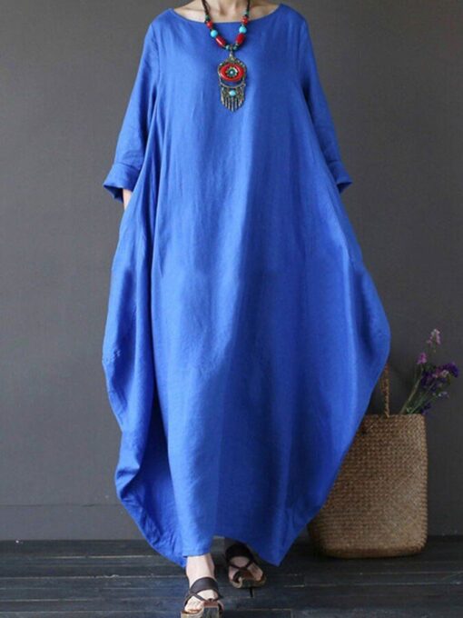 Women's cotton and linen loose plus size dress - Image 3