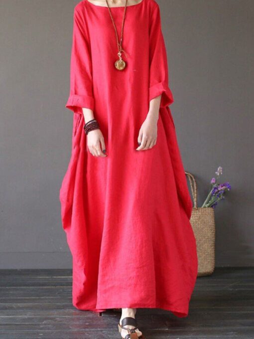 Women's cotton and linen loose plus size dress - Image 9