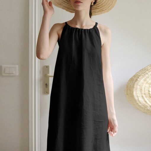 French Linen Halter Tank Dress - Image 2