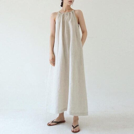 French Linen Halter Tank Dress - Image 5