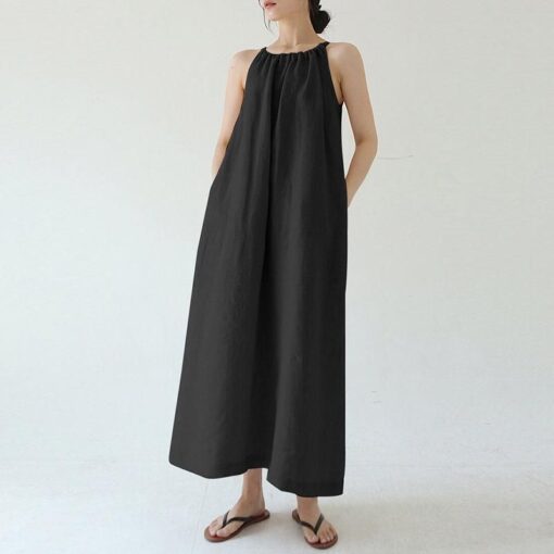 French Linen Halter Tank Dress - Image 4