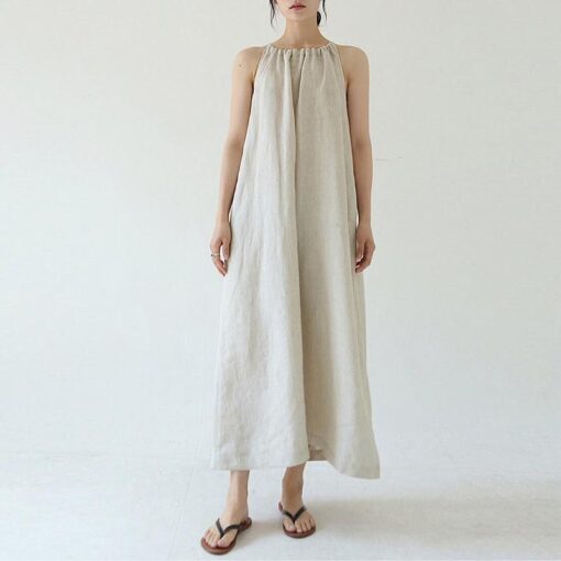 French Linen Halter Tank Dress - Image 3