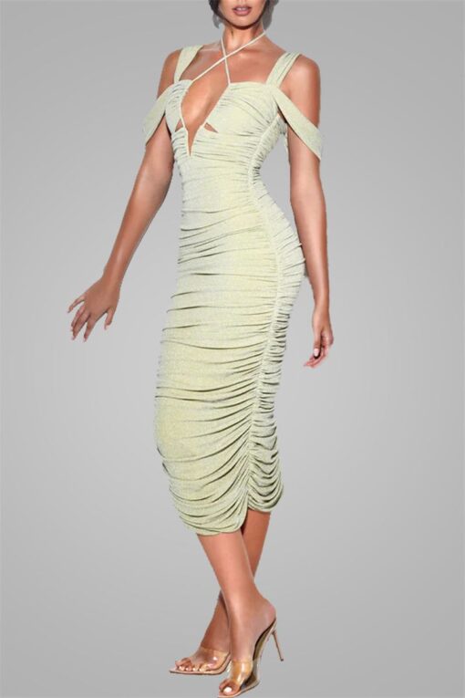 Bandage Fold Spaghetti Strap Dresses - Image 3