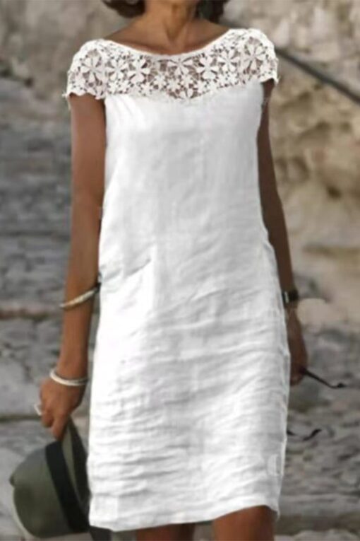 Cotton Linen Lace Casual Dress