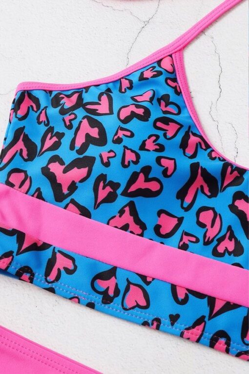 Heart Pattern Halter High Waisted Bikini Swimsuit - Image 3