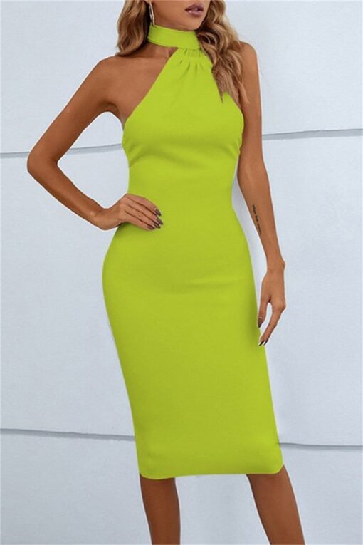 Sexy Casual Solid Backless Halter Sleeveless Dress Dresses - Image 4