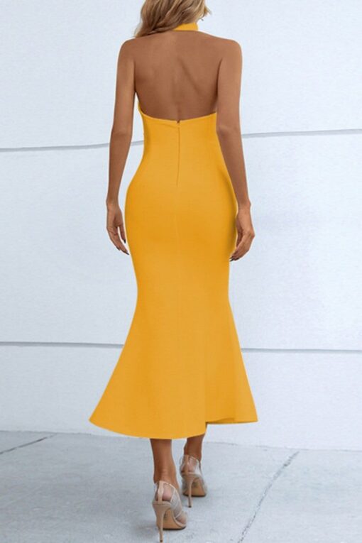 Sexy Casual Solid Backless Slit Halter Sleeveless Dress Dresses - Image 2