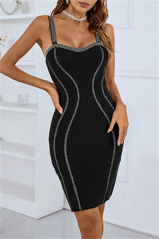 Sexy Formal Patchwork Backless Spaghetti Strap Sleeveless Dress - Image 2