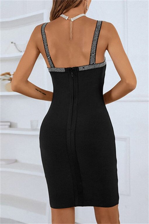 Sexy Formal Patchwork Backless Spaghetti Strap Sleeveless Dress - Image 3