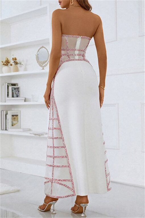 Sexy Formal Patchwork Backless Strapless Evening Dress Dresses - Image 2