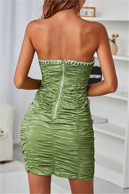 Sexy Patchwork Backless Fold Strapless Sleeveless Dress Dresses - Image 5