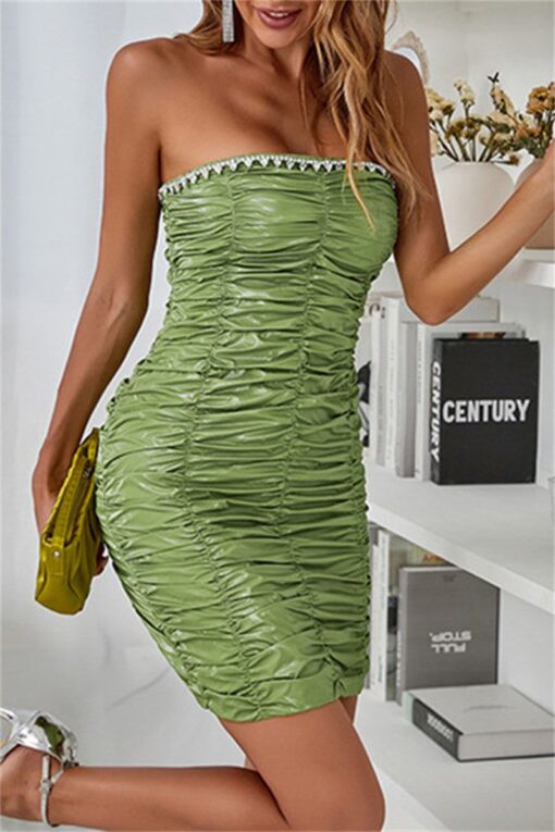 Sexy Patchwork Backless Fold Strapless Sleeveless Dress Dresses - Image 3