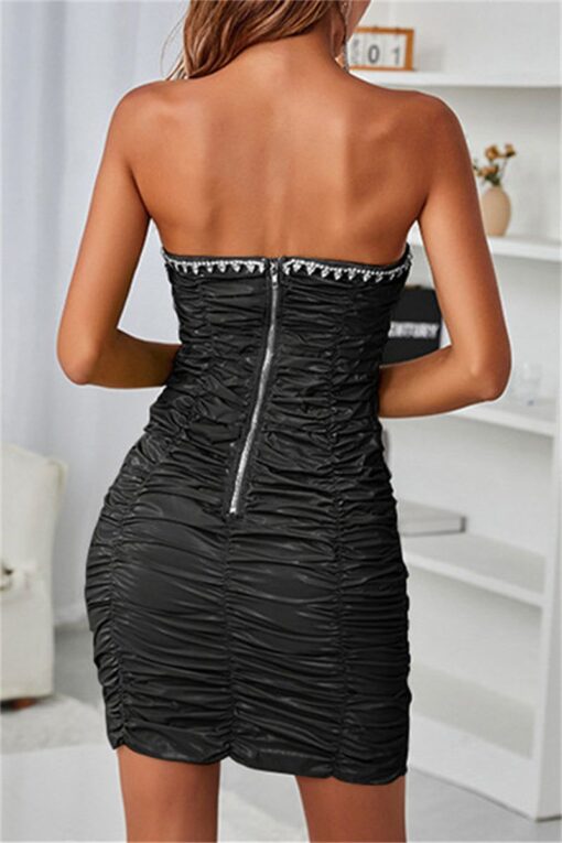 Sexy Patchwork Backless Fold Strapless Sleeveless Dress Dresses - Image 10