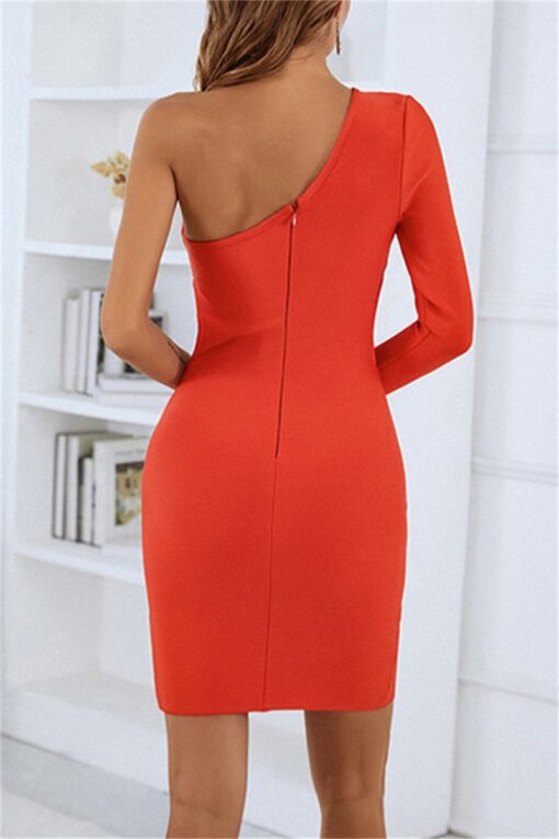 Sexy Patchwork Hollowed Out Backless Contrast Oblique Collar Long Dress Dresses - Image 3