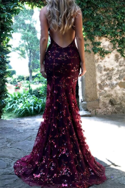 Sexy Patchwork Sequins Backless Spaghetti Strap Long Dress Dresses - Image 9