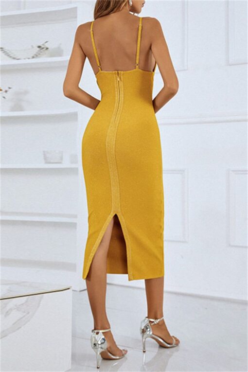 Sexy Solid Backless Slit Spaghetti Strap Long Dress Dresses - Image 4