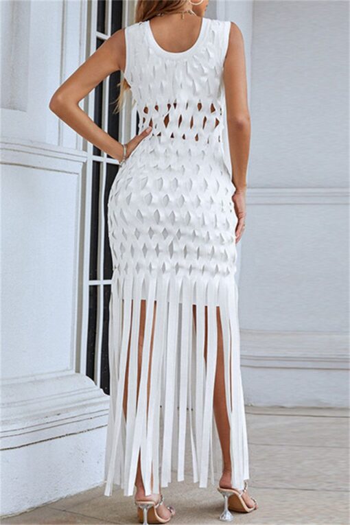 Sexy Solid Hollowed Out See-through O Neck Sleeveless Two Pieces - Image 10