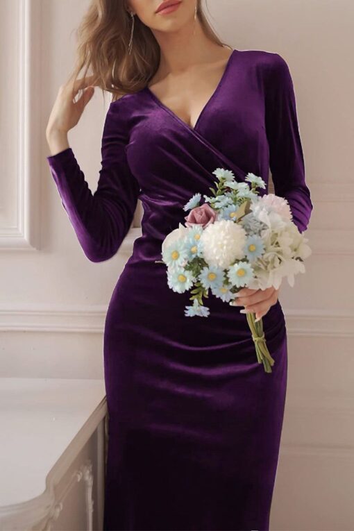 Sweet Elegant Solid Solid Color V Neck Evening Dress Dresses - Image 3