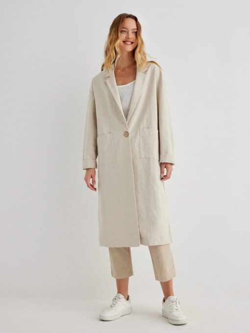 Lola Oversized Fit Notched Lapel Day Coat - Image 2