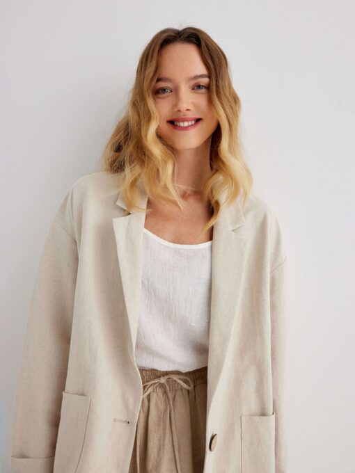 Lola Oversized Fit Notched Lapel Day Coat - Image 5